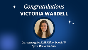 Psychology PhD student Victoria Wardell receives 2023 Killam Donald N. Byers Memorial Prize