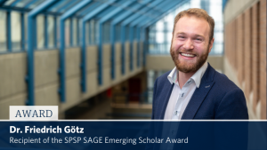 Dr. Friedrich Götz receives SAGE Emerging Scholar Award